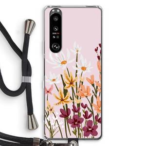 CaseCompany Painted wildflowers: Sony Xperia 1 III Transparant Hoesje met koord