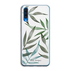 CaseCompany Tropical watercolor leaves: Samsung Galaxy A50 Transparant Hoesje