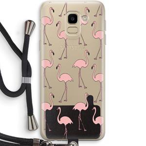 CaseCompany Anything Flamingoes: Samsung Galaxy J6 (2018) Transparant Hoesje met koord