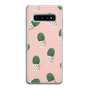 CaseCompany Cactusprint roze: Samsung Galaxy S10 Plus Transparant Hoesje