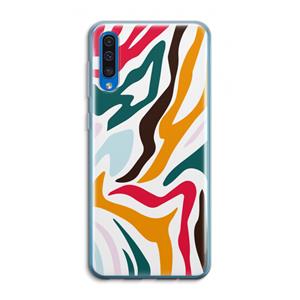CaseCompany Colored Zebra: Samsung Galaxy A50 Transparant Hoesje