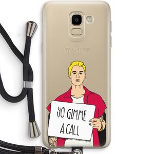CaseCompany Gimme a call: Samsung Galaxy J6 (2018) Transparant Hoesje met koord