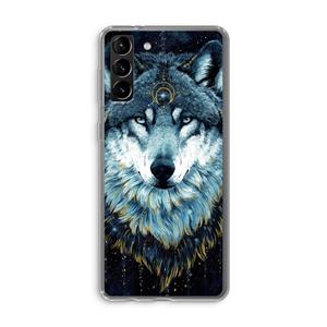 CaseCompany Darkness Wolf: Samsung Galaxy S21 Plus Transparant Hoesje
