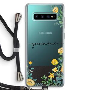 CaseCompany Gele bloemen: Samsung Galaxy S10 Plus Transparant Hoesje met koord