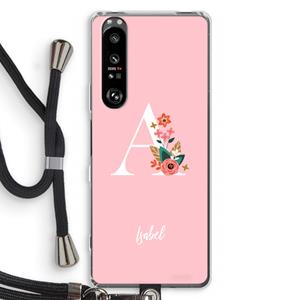 CaseCompany Pink Bouquet: Sony Xperia 1 III Transparant Hoesje met koord