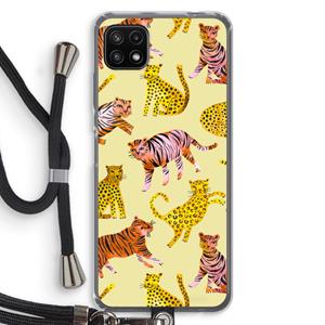 CaseCompany Cute Tigers and Leopards: Samsung Galaxy A22 5G Transparant Hoesje met koord