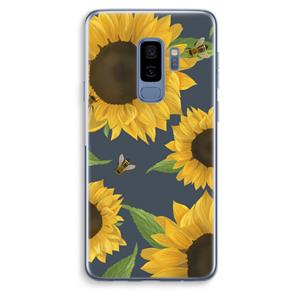 CaseCompany Sunflower and bees: Samsung Galaxy S9 Plus Transparant Hoesje