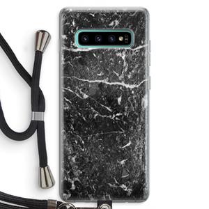 CaseCompany Zwart marmer: Samsung Galaxy S10 Plus Transparant Hoesje met koord