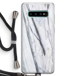 CaseCompany Gestreepte marmer: Samsung Galaxy S10 Plus Transparant Hoesje met koord