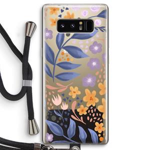 CaseCompany Flowers with blue leaves: Samsung Galaxy Note 8 Transparant Hoesje met koord