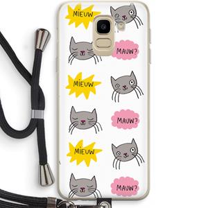 CaseCompany Meow: Samsung Galaxy J6 (2018) Transparant Hoesje met koord