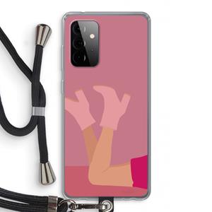 CaseCompany Pink boots: Samsung Galaxy A72 5G Transparant Hoesje met koord