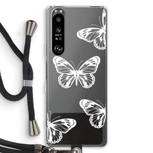 CaseCompany White butterfly: Sony Xperia 1 III Transparant Hoesje met koord