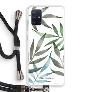 CaseCompany Tropical watercolor leaves: Samsung Galaxy A71 Transparant Hoesje met koord