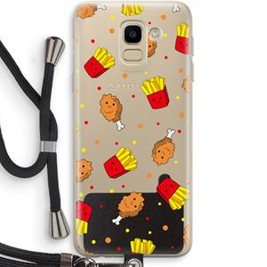 CaseCompany Chicken 'n Fries: Samsung Galaxy J6 (2018) Transparant Hoesje met koord