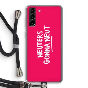 CaseCompany Neuters (roze): Samsung Galaxy S21 Plus Transparant Hoesje met koord