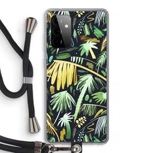 CaseCompany Tropical Palms Dark: Samsung Galaxy A72 5G Transparant Hoesje met koord