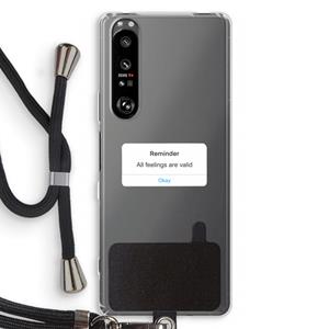 CaseCompany Reminder: Sony Xperia 1 III Transparant Hoesje met koord