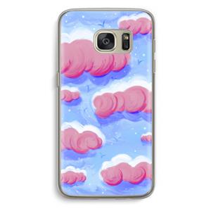 CaseCompany Roze wolken met vogels: Samsung Galaxy S7 Transparant Hoesje