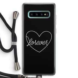 CaseCompany Forever heart black: Samsung Galaxy S10 Plus Transparant Hoesje met koord