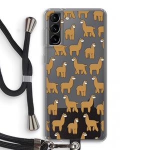CaseCompany Alpacas: Samsung Galaxy S21 Plus Transparant Hoesje met koord