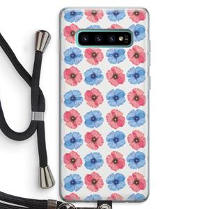 CaseCompany Klaproosjes: Samsung Galaxy S10 Plus Transparant Hoesje met koord