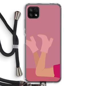 CaseCompany Pink boots: Samsung Galaxy A22 5G Transparant Hoesje met koord