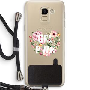 CaseCompany GRL PWR Flower: Samsung Galaxy J6 (2018) Transparant Hoesje met koord