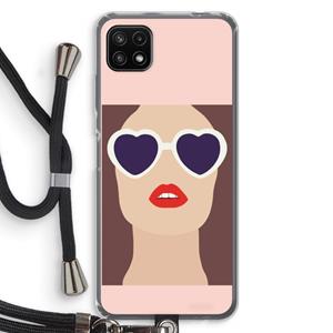 CaseCompany Red lips: Samsung Galaxy A22 5G Transparant Hoesje met koord