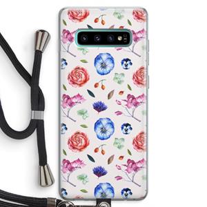 CaseCompany Bloemetjes: Samsung Galaxy S10 Plus Transparant Hoesje met koord