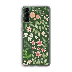 CaseCompany Botanical green sweet flower heaven: Samsung Galaxy S21 Plus Transparant Hoesje