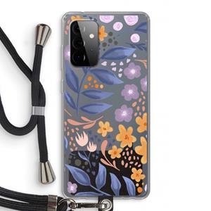 CaseCompany Flowers with blue leaves: Samsung Galaxy A72 5G Transparant Hoesje met koord