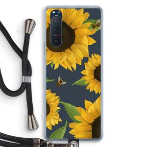 CaseCompany Sunflower and bees: Sony Xperia 5 II Transparant Hoesje met koord
