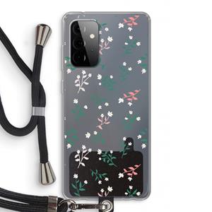 CaseCompany Small white flowers: Samsung Galaxy A72 5G Transparant Hoesje met koord