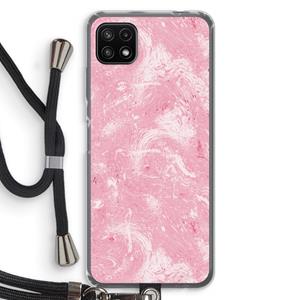 CaseCompany Abstract Painting Pink: Samsung Galaxy A22 5G Transparant Hoesje met koord