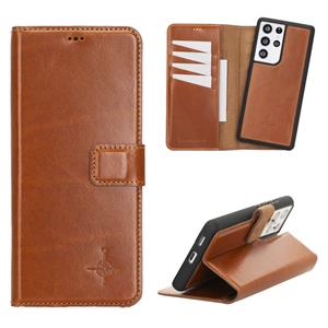 NorthLife Uitneembare 2-in-1 (RFID) bookcase hoes - Samsung Galaxy S21 Ultra - Burcht Trecht Cognac