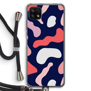 CaseCompany Memphis Shapes Pink: Samsung Galaxy A22 5G Transparant Hoesje met koord