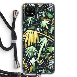 CaseCompany Tropical Palms Dark: Samsung Galaxy A22 5G Transparant Hoesje met koord
