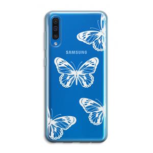 CaseCompany White butterfly: Samsung Galaxy A50 Transparant Hoesje
