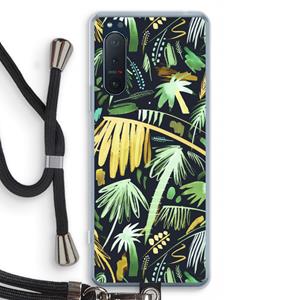CaseCompany Tropical Palms Dark: Sony Xperia 5 II Transparant Hoesje met koord