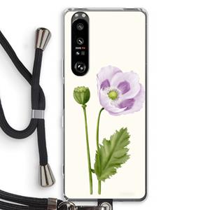 CaseCompany Purple poppy: Sony Xperia 1 III Transparant Hoesje met koord