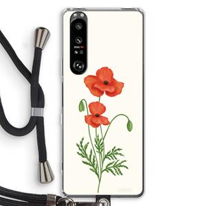 CaseCompany Red poppy: Sony Xperia 1 III Transparant Hoesje met koord