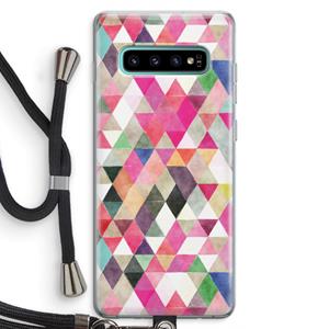 CaseCompany Gekleurde driehoekjes: Samsung Galaxy S10 Plus Transparant Hoesje met koord