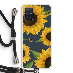 CaseCompany Sunflower and bees: Samsung Galaxy A71 Transparant Hoesje met koord