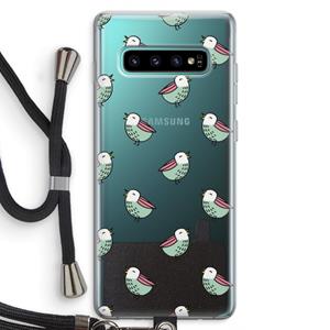 CaseCompany Vogeltjes: Samsung Galaxy S10 Plus Transparant Hoesje met koord