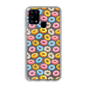 CaseCompany Pink donuts: Samsung Galaxy M31 Transparant Hoesje