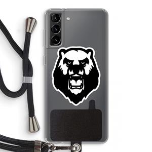CaseCompany Angry Bear (white): Samsung Galaxy S21 Plus Transparant Hoesje met koord