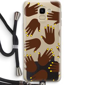CaseCompany Hands dark: Samsung Galaxy J6 (2018) Transparant Hoesje met koord