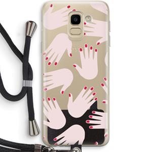 CaseCompany Hands pink: Samsung Galaxy J6 (2018) Transparant Hoesje met koord
