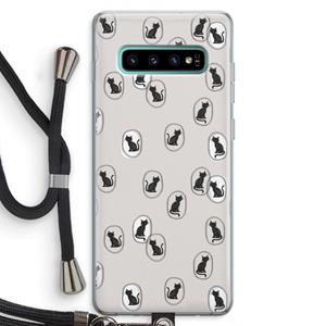 CaseCompany Miauw: Samsung Galaxy S10 Plus Transparant Hoesje met koord